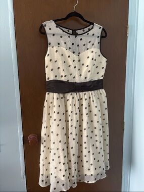 Lindy Bop Cream and Black Polka Dot Midi Dress